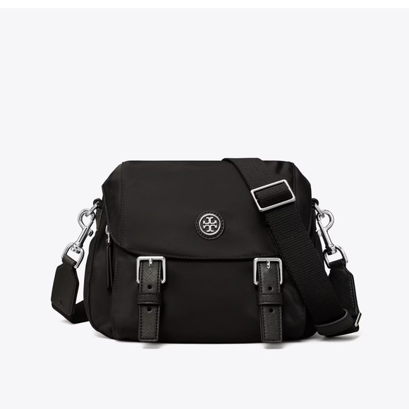 Tory Burch Virginia Recycled Nylon Small Messenger Crossbody ~NWT~ Black - Picture 2 of 14